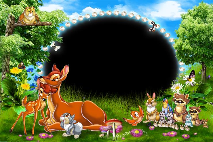  Dla dzieci - Cartoon Frame for Kids Photo - Bambi in the Forest.png