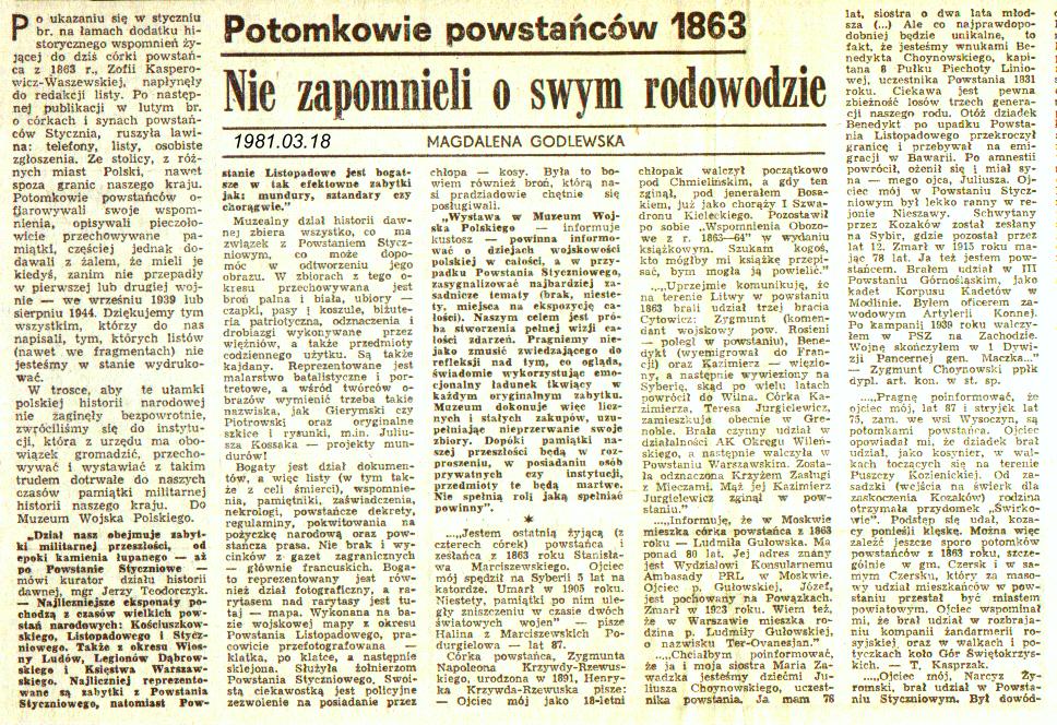 HISTORIA POLSKI - Potomkowie powstańców 1863 w roku 1981.JPG