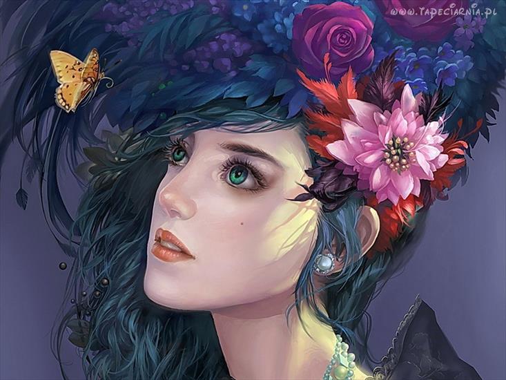 Kobiety fantasy - kobieta_kwiaty_motyl.jpg