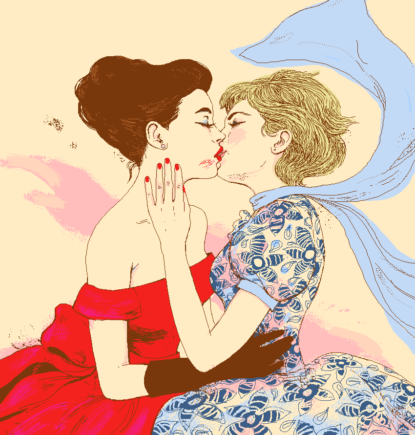 Lesbijki, Geje w sztuce. Galeria - lesbian kiss.png