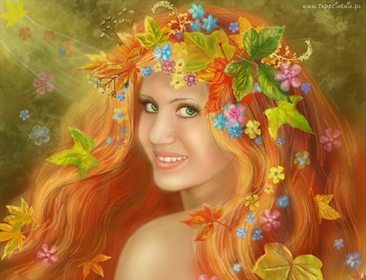 Kobiety fantasy - kobieta_liscie_kwiaty.jpg