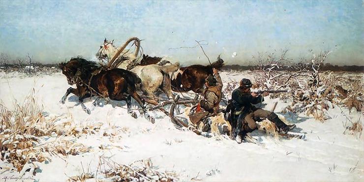 Alfred Wierusz-Kowalski - 1880 Zaatakowani przez wilki.jpg