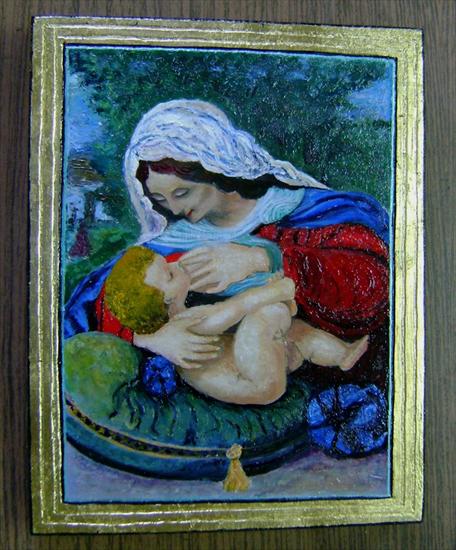 ikony i obrazy sakralne - Matka Boska Karmiąca-Oleje na desce-2.jpg