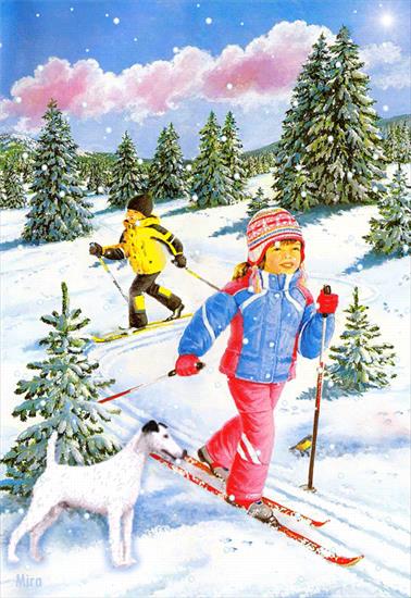 A - dzieci- Zima i BN - zima dziewczynka na nartach--200.gif