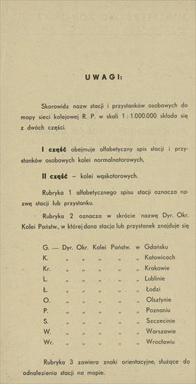 Mapa sieci kolejowej RP 1946 - Mapa sieci kolejowej RP - spis treści.jpg
