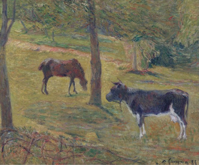 Paul Gauguin 1848 - 1903 Paintings Art nrg - Cow and Horse on a Plain, 1885.jpg