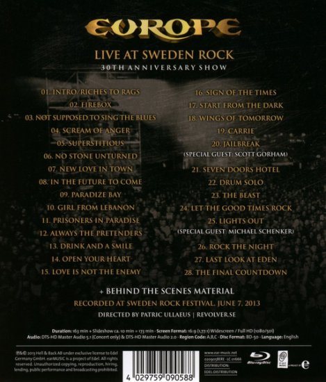 Europe - Live at Sweden Rock 30th Anniversary Show 2013 Flac - Back DVD.jpg