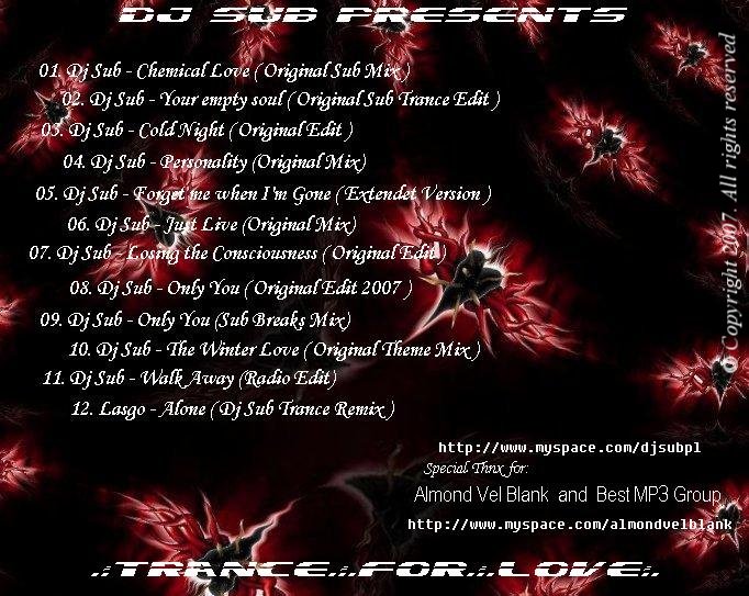 DJ Sub - Trance For Love 2008 - DJ Sub - Trance For Love 2008 Back.JPG